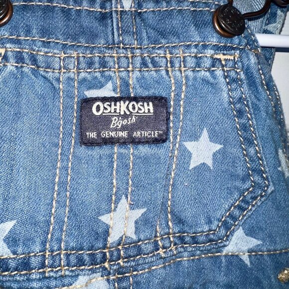 OshKosh B'gosh Baby Star Denim Bib Overalls Size 6M - Picture 2 of 6